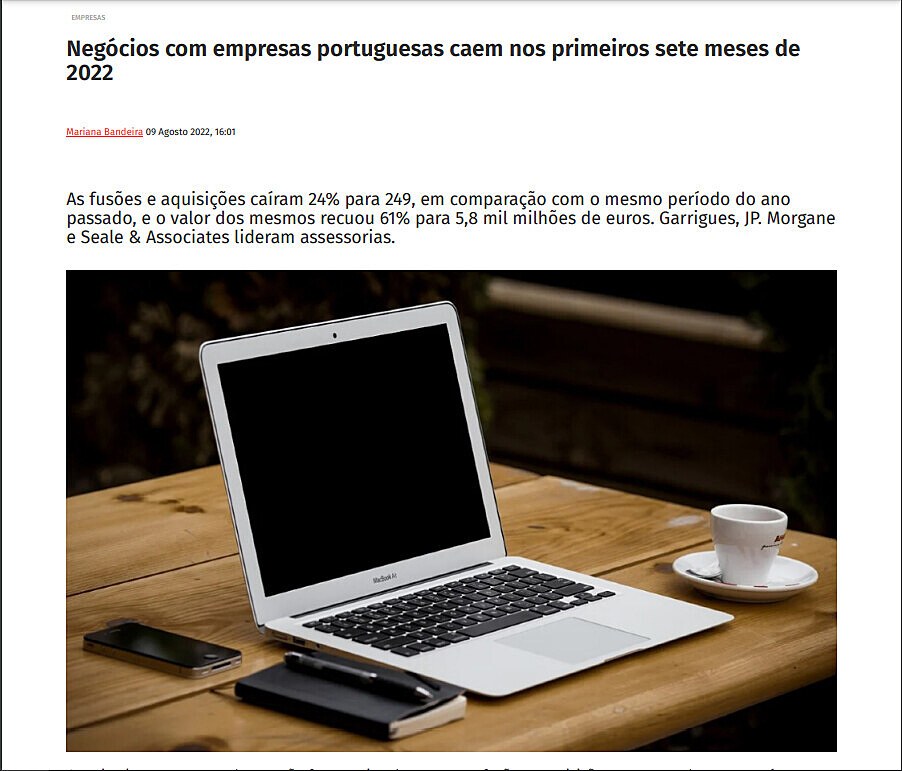 Negcios com empresas portuguesas caem nos primeiros sete meses de 2022